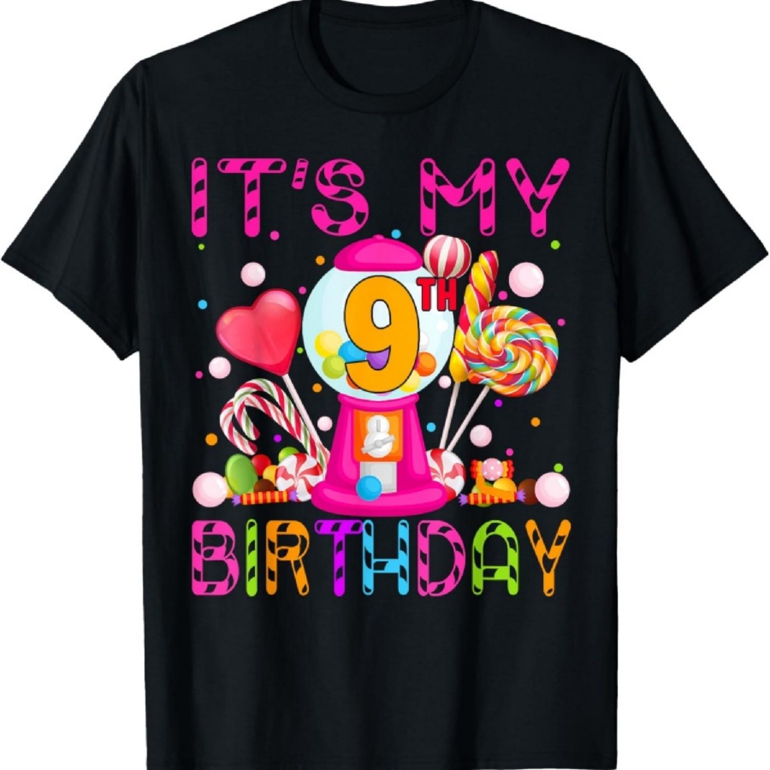 

Its My 9th Birthday Candy Candyland Birthday Girl 9 Year Old T-Shirt XXXXXL чорний