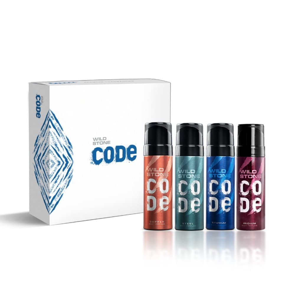 

Wild Stone CODE Travel Pack No Gas Perfume Set For Men With Iridium Titanium Copper Steel 4x40ml Gift Spray