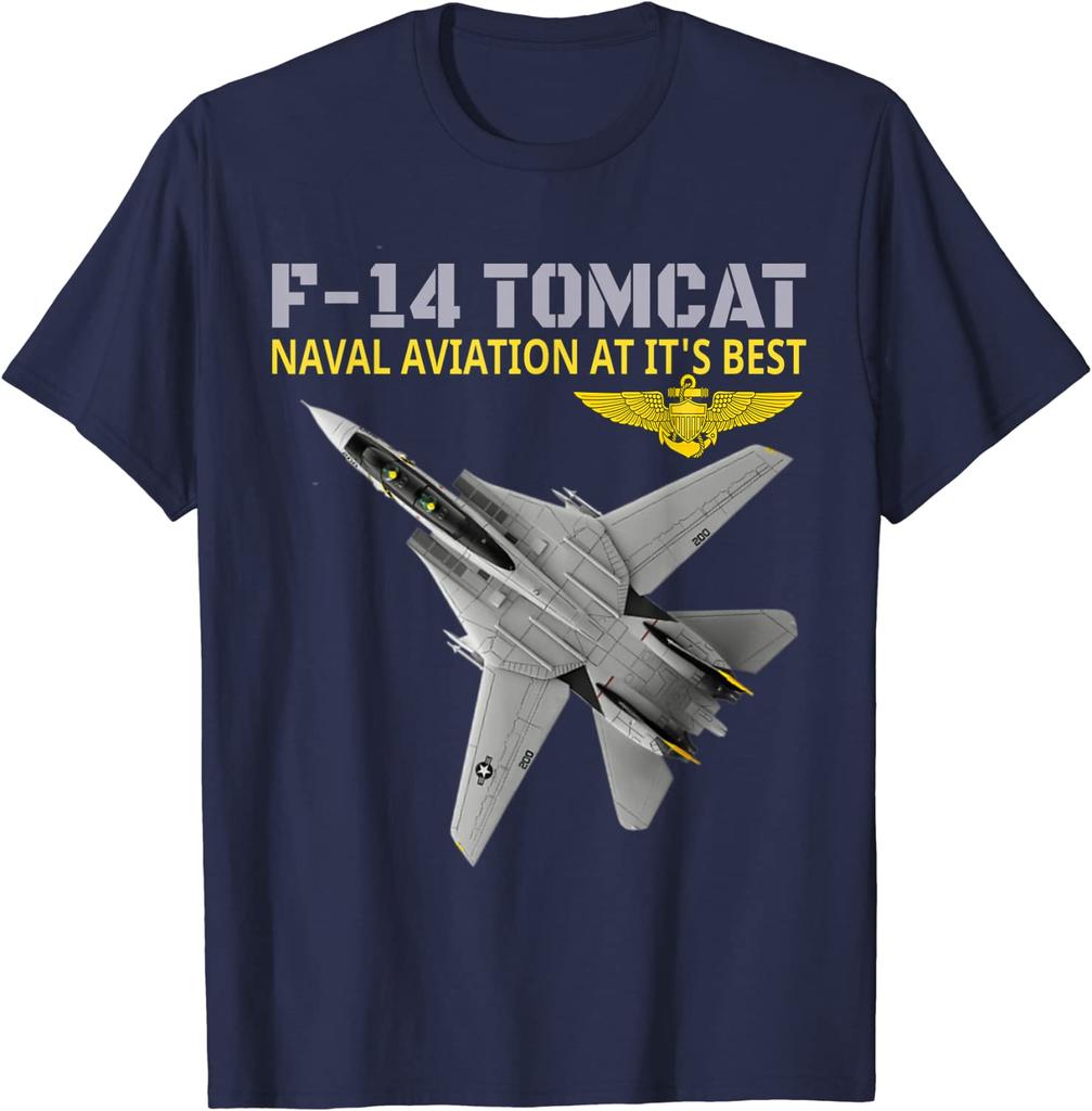 De F-14 Tomcat In Actie.Luchtvaart van de Marine Op Zijn Best. Heren T-shirt Korte Mouw Casual Katoen Ronde Hals Zomer Shirt