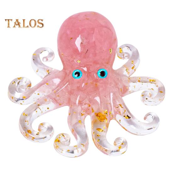 

Фигурка осьминога, украшение из смолы в виде осьминога, наполненное хрустальным гравием, настольная целебная хрустальная статуэтка осьминога для витрины, офисного стола розовый