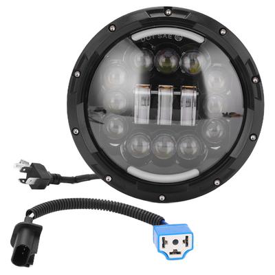 פנס ראש LED 7 אינץ' 75W צבע אור לבן-ענבר עמיד במים IP68 החלפה לוונגלר TJ 1997 2006