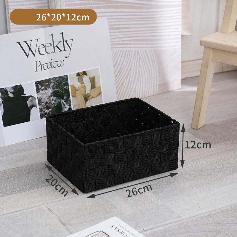 Woven Black Storage Baskets Shelf Tote Boxes Container with Built-in Handles for bedroom living room office kids room dressing room