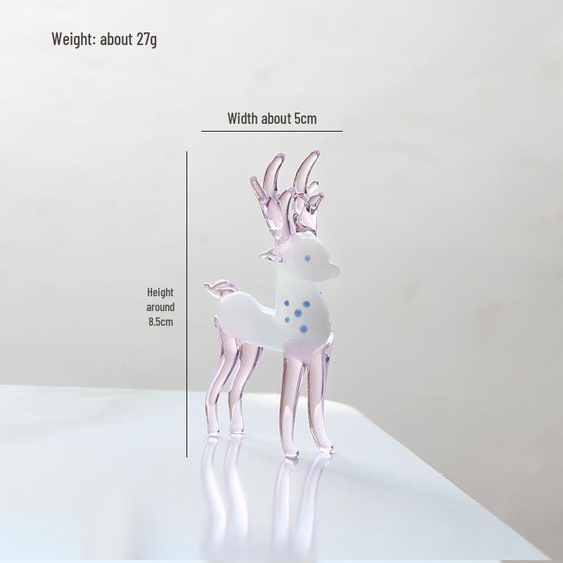 

Рожева скляна прикраса у вигляді оленя - Виготовлений вручну скляний посуд з тваринами для домашнього декору та подарунків