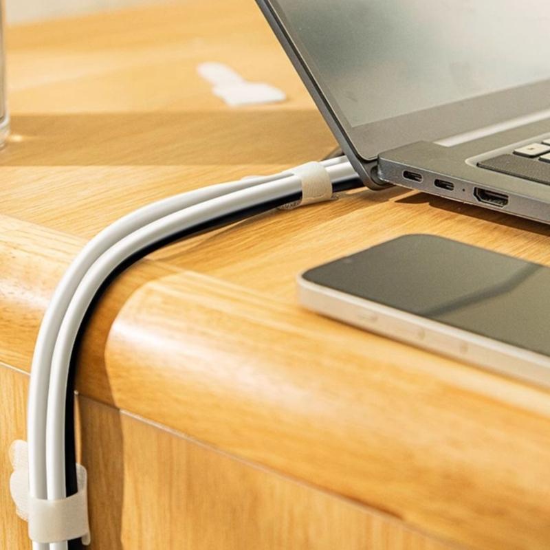 100Pcs Power Cord Storage Cable Manager Adhesive Cord Clip Cable Management Protector for Desktop Managements