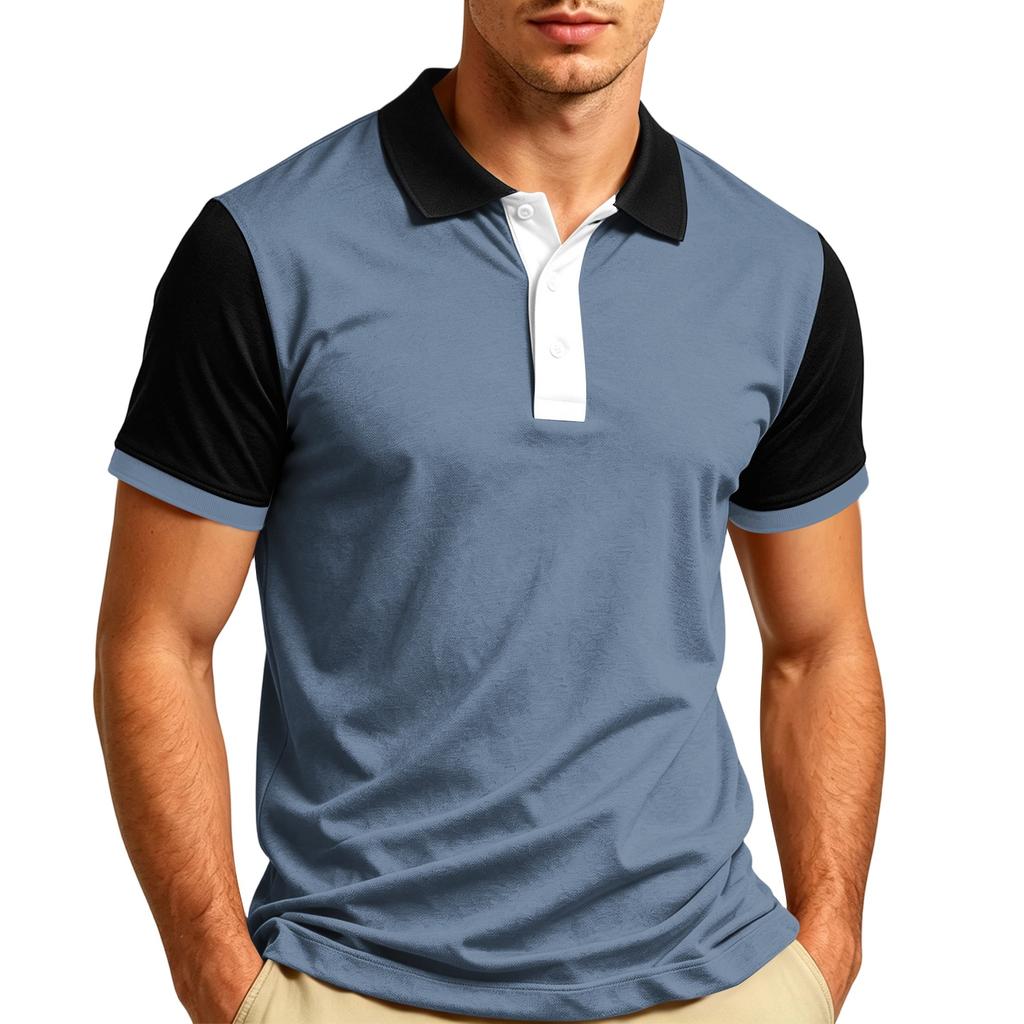 Maglietta Polo Casual da Uomo a Manica Corta con Collo T-shirt Tessuto Leggero Traspirante Morbido Top Estivo