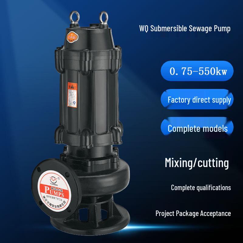 Custom WQ 0.75kw-550kw Agitation Cutting Submersible Sewage Pump, 2/3/4/6/8 Inch