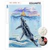 Sparkling Pearl Painting Kit with Frame Whale and Sailboat Bead Art Canvas Elegant Relaxing Craft Wall Decor Gift for Women and Ocean Lovers