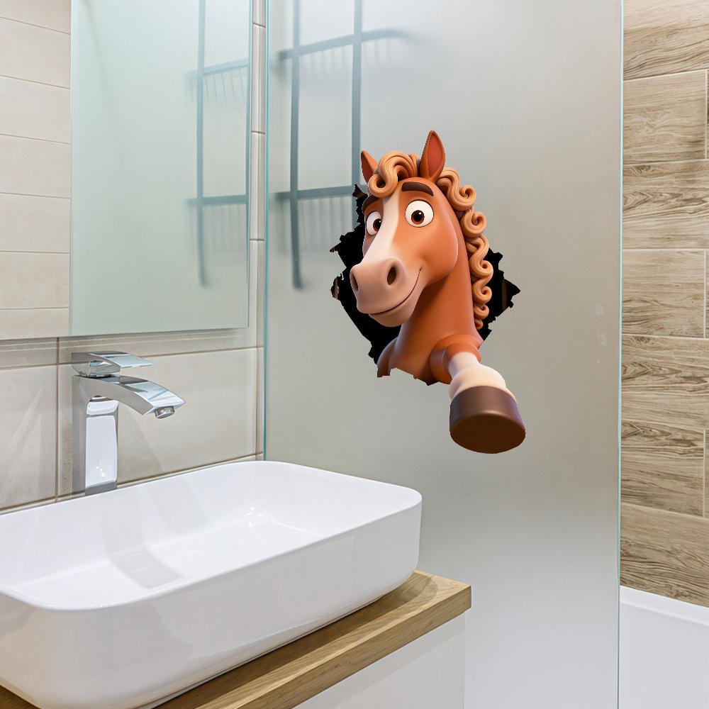 Cavallo Creativo che Attraversa il Muro Adesivo Rimovibile per Soggiorno Ingresso Decorazione Casa