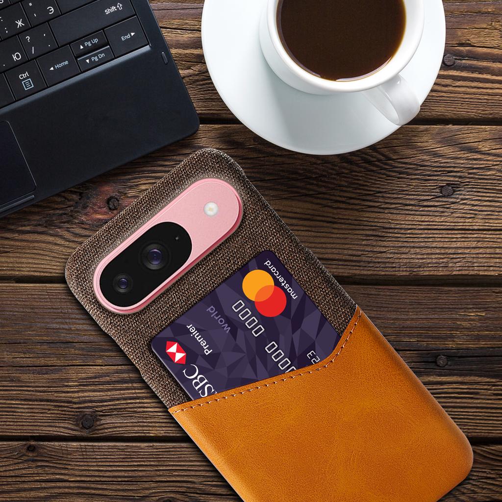 For Google Pixel 10/10 Pro Case PU Leather Cloth Texture Hard PC Phone Cover with Card Holder