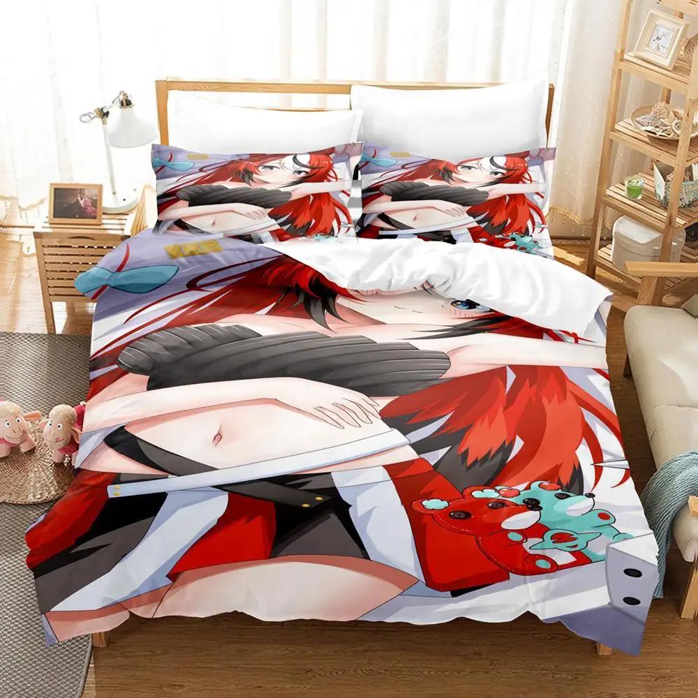 3D Print Hakos Baelz Anime Bedding Set Duvet Cover Bed Set Quilt Cover Pillowcase Comforter king Queen Size Boys Adult Bedding