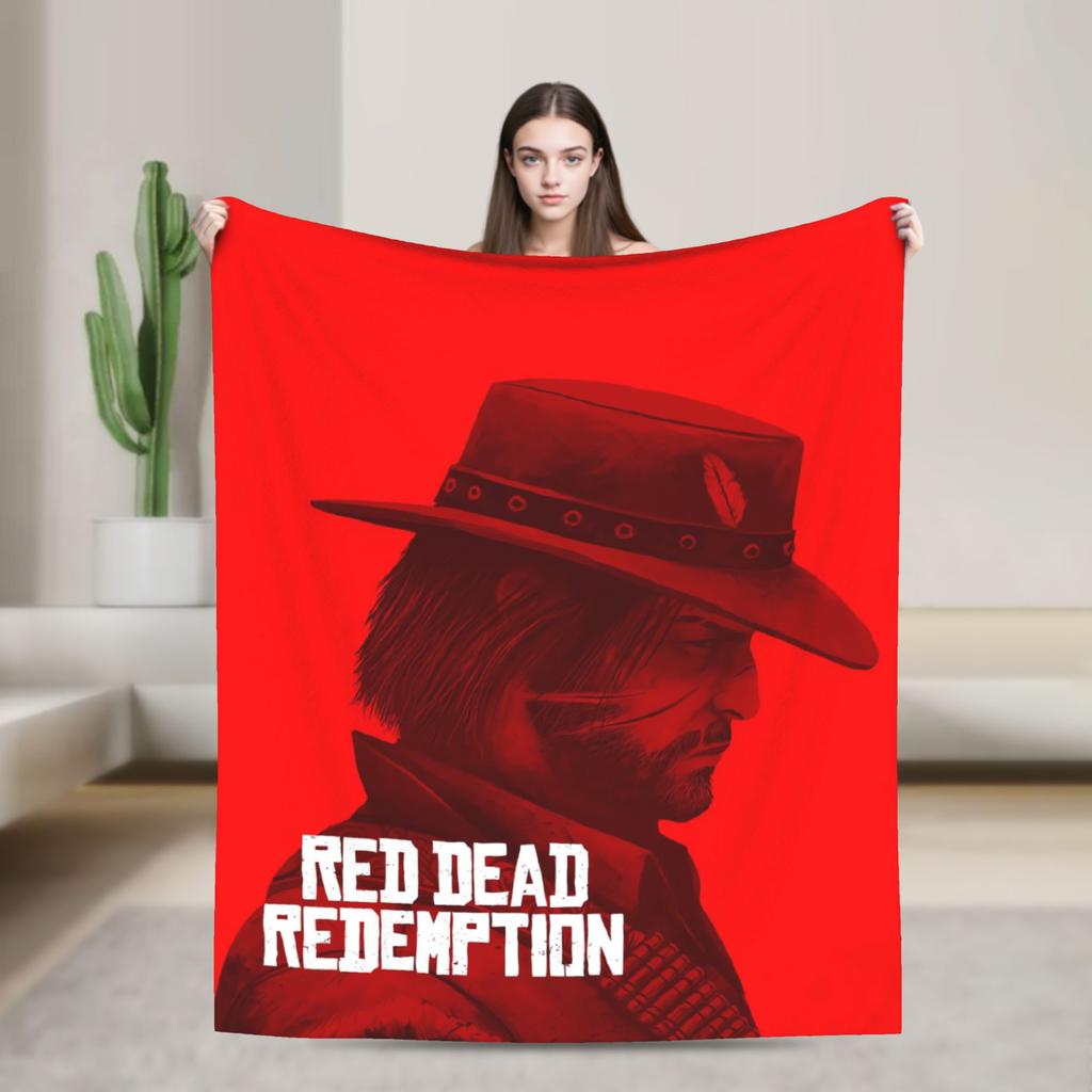 Red Dead Redemption 2  Warm Soft Blanket  Students Plush Bedding Throws Pattern Couch Chair Flannel Bedspread Sofa Bed Cover