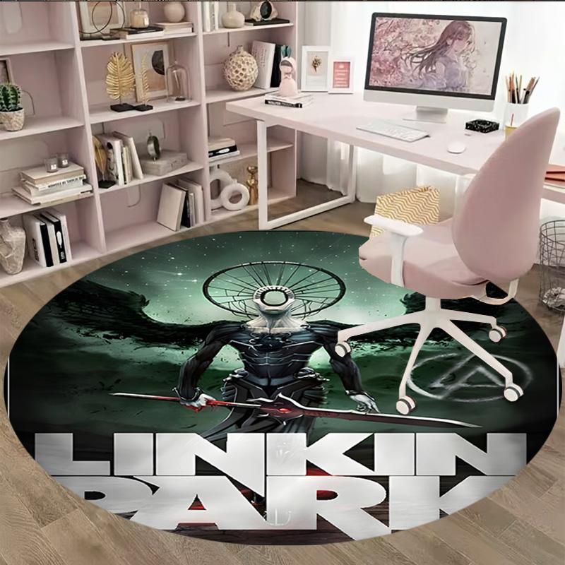 1pc Linkin Park2 Print Round Carpet Chair Round Carpet Suitable for Bedroom Living Room Home Decorative Carpet