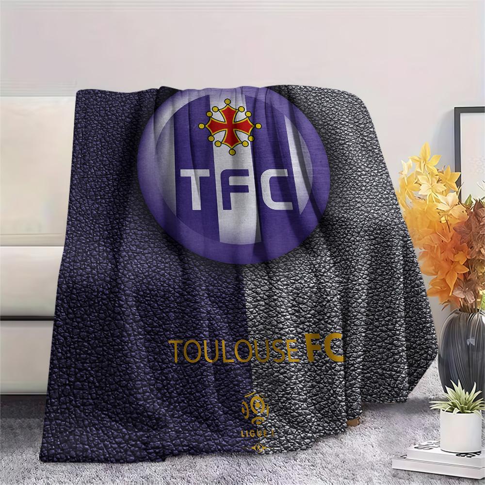 Toulouse Football Club Flanelldecke mit Aufdruck, Hohe Qualität, Bequem für alle Jahreszeiten, Heimdekoration, Wärme und Komfort