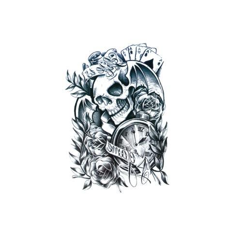 

Наклейка-татуировка с изображением черепа и праджни, символизирующая пробуждение, рука-цветок, половина руки, водонепроницаемая наклейка-татуировка с водонепроницаемым эффектом 148*210MM