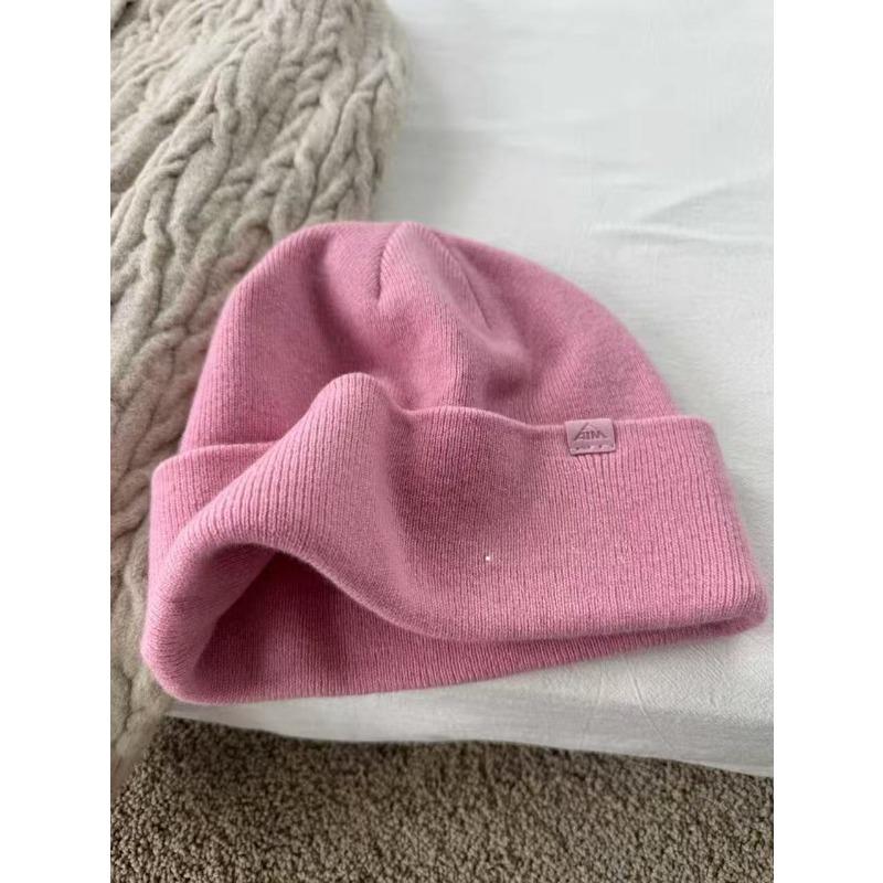 

Pure Wool Double layer Knitted Hat Solid Color Soft and Waxy Seamless Warm Pile Hat Autumn and Winter Same Style for Men and Women one size