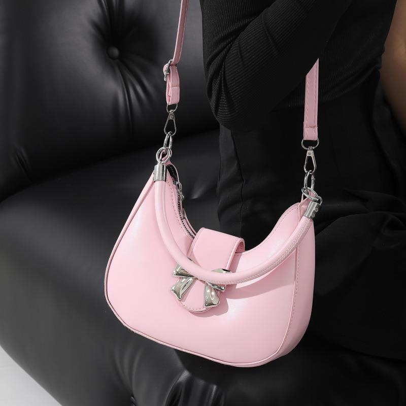 Niche Fashion New Armpit Bag Sweet Solid Color Bow Portable Shoulder Messenger Bag Women