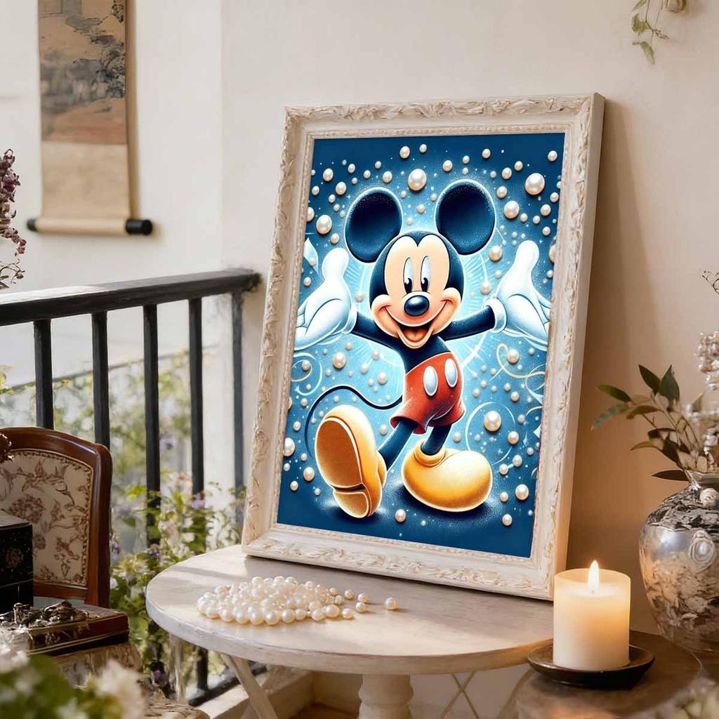 Disney Classic Mickey Pearl Art Painting Pearl Bubble Atmosphere Theme Frameless Craft Painting Living Room Entrance Decoration Gift Choice