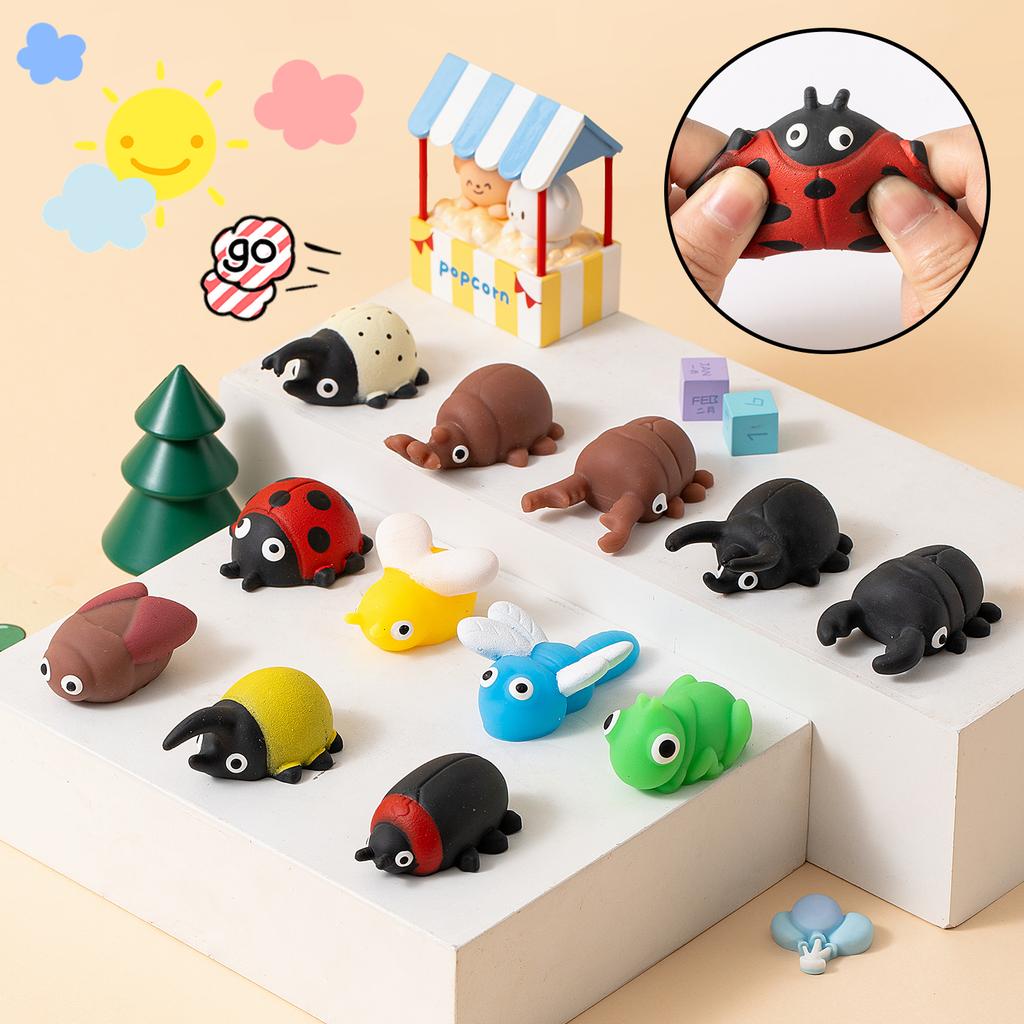 Mochi Squishy Fun Education Insect Squeeze Taba Squish Cartoon Animal Squeeze Stress Toys Party Decoration Birthday Gift For Kid