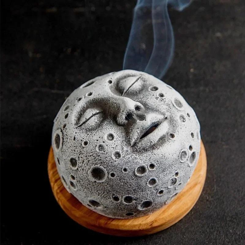 Home Decorations Incense Burner Holder Unique Moon Face Incense Cone Burner Elevate Meditation Serenity Meets Aromatherapy