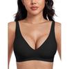 Nahtloser kabelloser Push-Up-Bralette für Damen mit tiefem V-Ausschnitt und breiten Trägern, bequemer atmungsaktiver Lift-Up-Alltags-BH