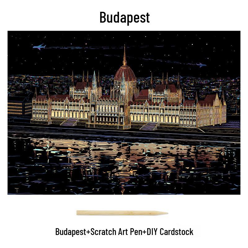 City Night View Scratch Art – DIY Kreatives Handgemachtes Malen Geschenk für Beste Freundin