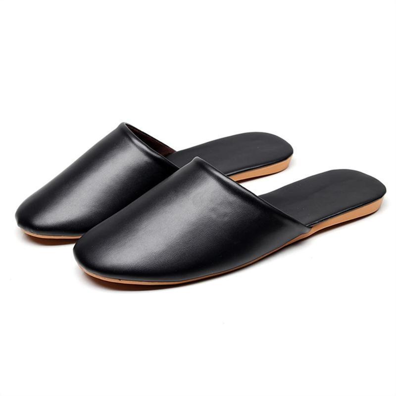 

Slippers, Indoor Slippers, Leather, Four Seasons, Front Closing, Lightweight, Room Shoes, Thick Sole, Non-Slip, For Guests, Hotels, Business Use,