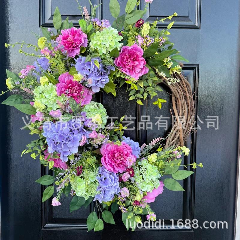 Easter Wreath Decor With Artificial Daisies Sunflowers Door Wall Hanging Home Party Decoration
