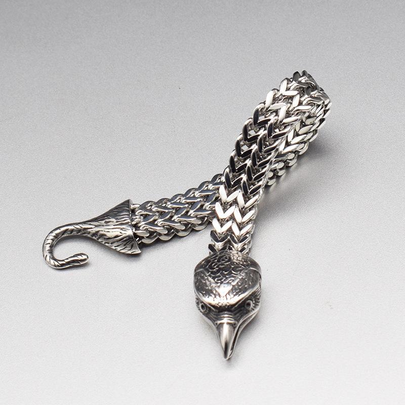 Nuovo braccialetto vichingo Bracciale a doppia fila in acciaio inossidabile da uomo con testa di uccello retrò personalizzato