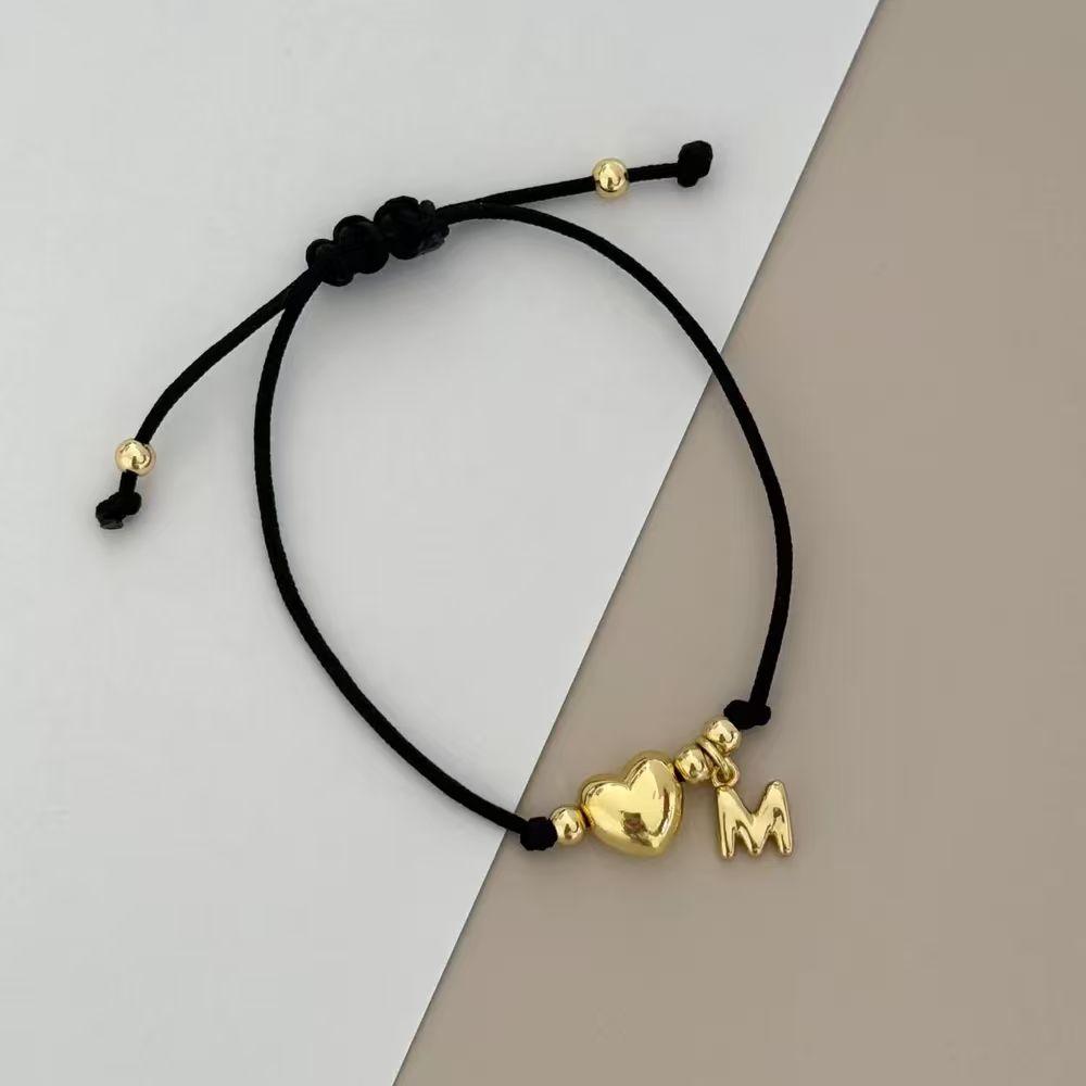 

Vlen A-Z Initial Alphabet Letter Charm Bracelet Gold Plated Heart Beads Jewelry Adjustable Rope Pulseras Gift for Women Girls Letter Z чорний