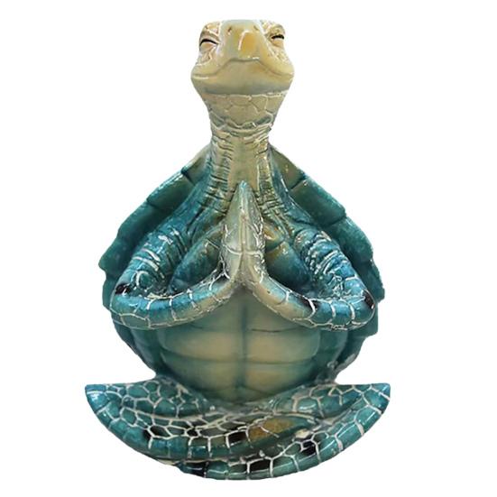 Yoga Turtle Statue Resin Sit in Meditation Turtle Figurine Meditating Zen Turtle Ornament for Yoga Studio Home Bedroom Decoration
