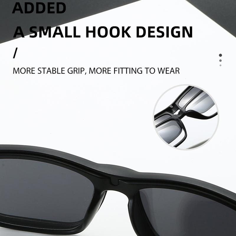 PC 5In 1 New Style Magnet Clip On Glasses Frame Trend Fishing Driving Sunglasses For Men Optical Computer Glasses UV400