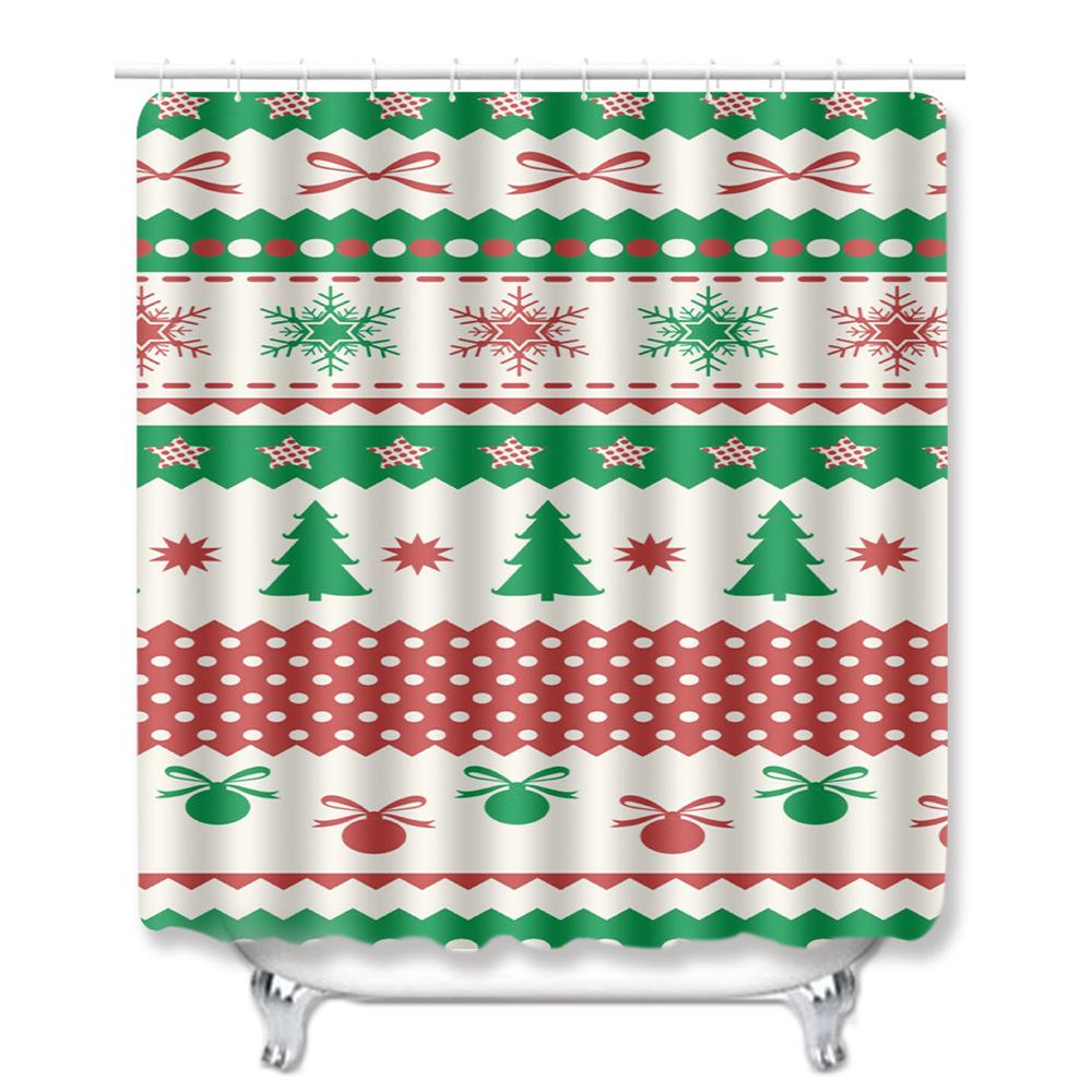 Christmas Waterproof Shower Curtain Four-Piece Combination Floor Mat Entrance Door Mat Bedroom Living Room Carpet
