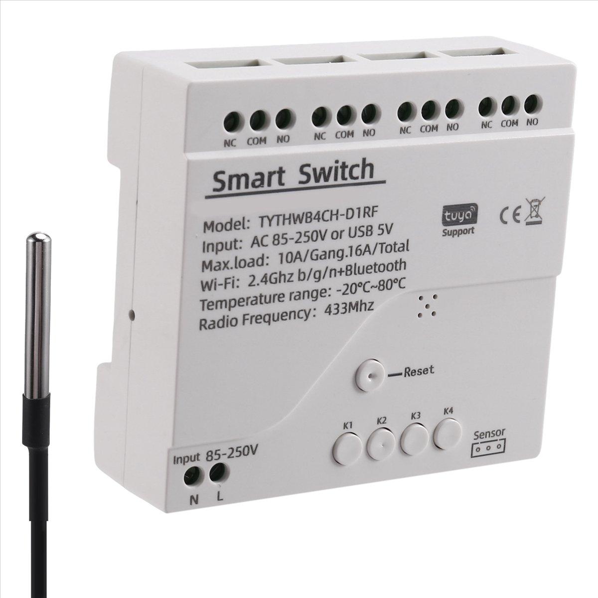 Tuya WiFi Умный выключатель Датчик температуры Монитор AC 85-250V Беспроводной умный выключатель для дома China Mainland