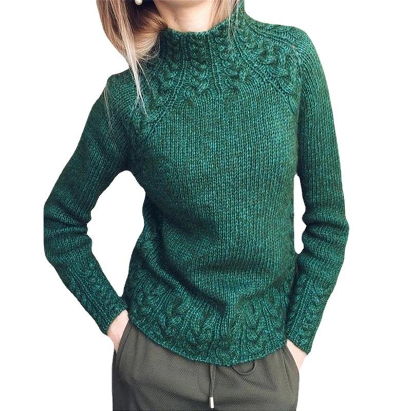 Women's Solid Colour Cable Knit Sweater Knitwear for Ladies Luxurious Relaxed-fit Slimming and Versatile Top
