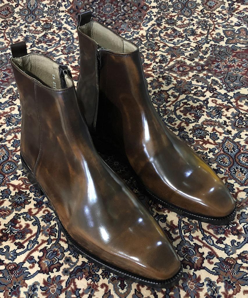 Joenshoe Hugo Slick Side Zipper Boots Brown
