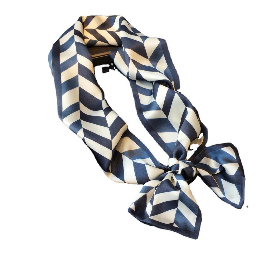Silk Mulberry Silk Silk Scarf Versatile Serrated Pattern Double-Layer Silk Scarf Thin And Narrow Long Scarf Streamer