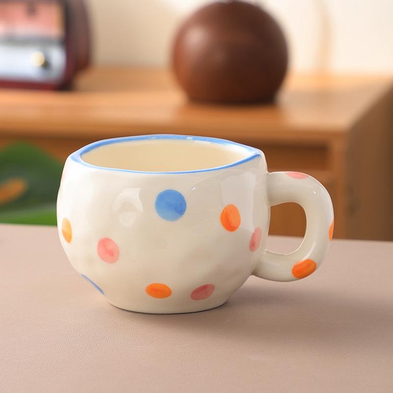 Koreanischer Ins-Wind handgepresste Liebe Keramik-Kaffeetasse, Nachmittagstee handbemalte Blumentasse hochwertiger Wasserbecher