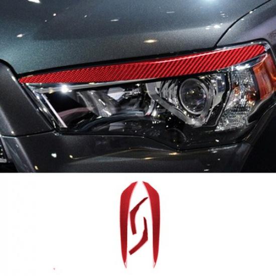 Red Carbon Fiber Headlight Eyebrow Eyelid Cover Sticker For Toyota 4Runner 2010+