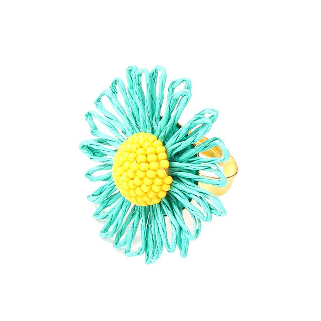 Fashion Fresh Sweet Pastoral Dopamine Colored Sunflower Flower Live Ring Elegant Versatile Woman