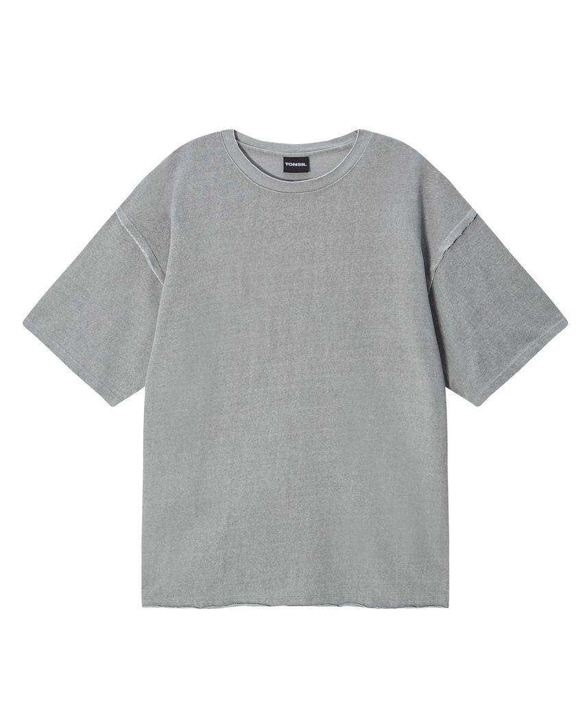 TONSIL Pigment Cutoff Short Sleeve T-Shirt Light Gray