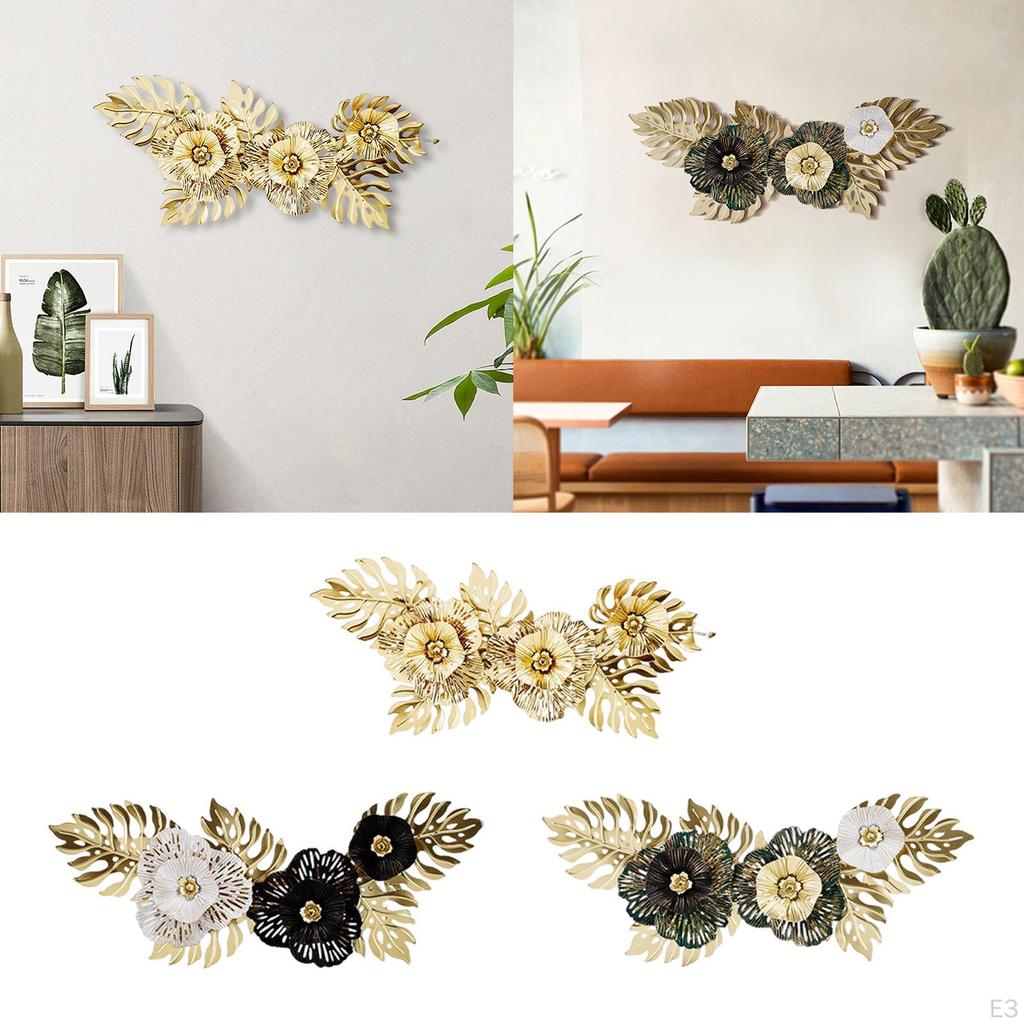 Contemporary Metal Wall Art, Intricate Floral Design Hanging Sculpture for Living Room Decor