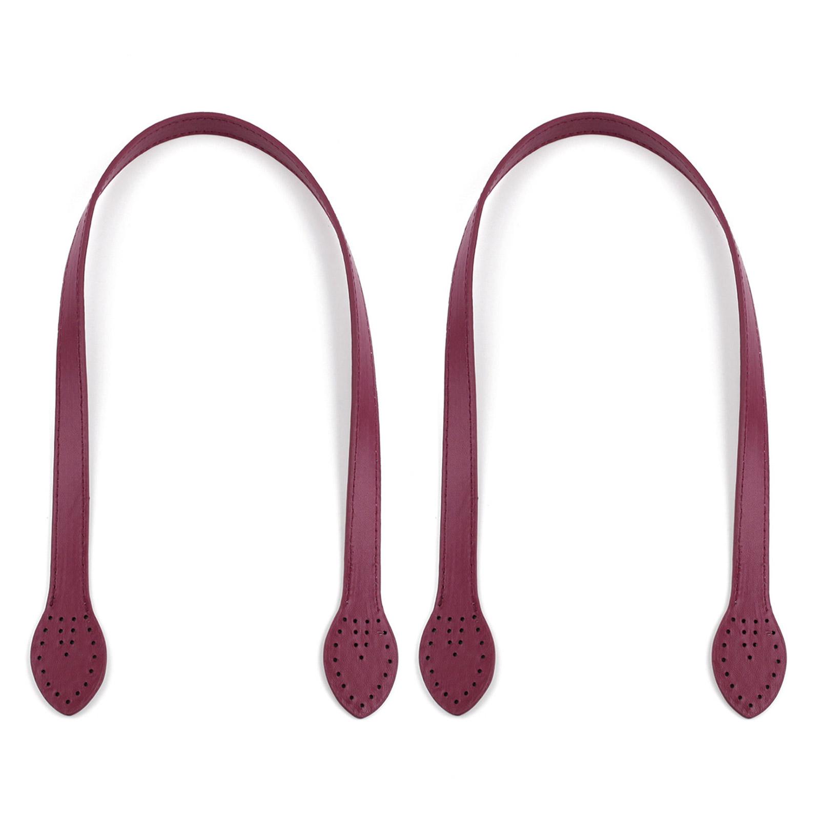 

1Pair 23in Shoulder Bag Strap Tote Bag Handle Solid Color PU Leather Belt Replacement DIY Purse Handcraft Bag Accessory вина червоного кольору