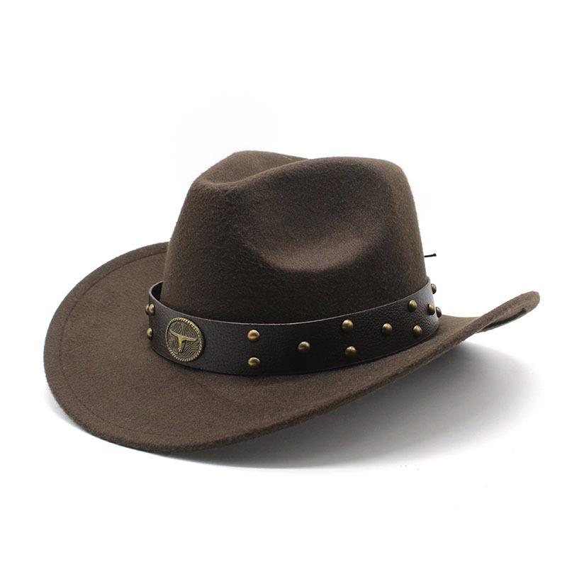 Western Cowboy Hat Woolen Felt Hat Men'S And Women'S Top Hat Outdoor Riding Hat