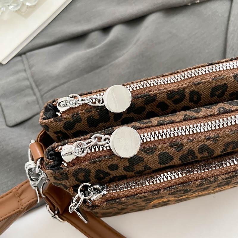 Women's Leopard Print Handbag Vintage Shoulder Bag