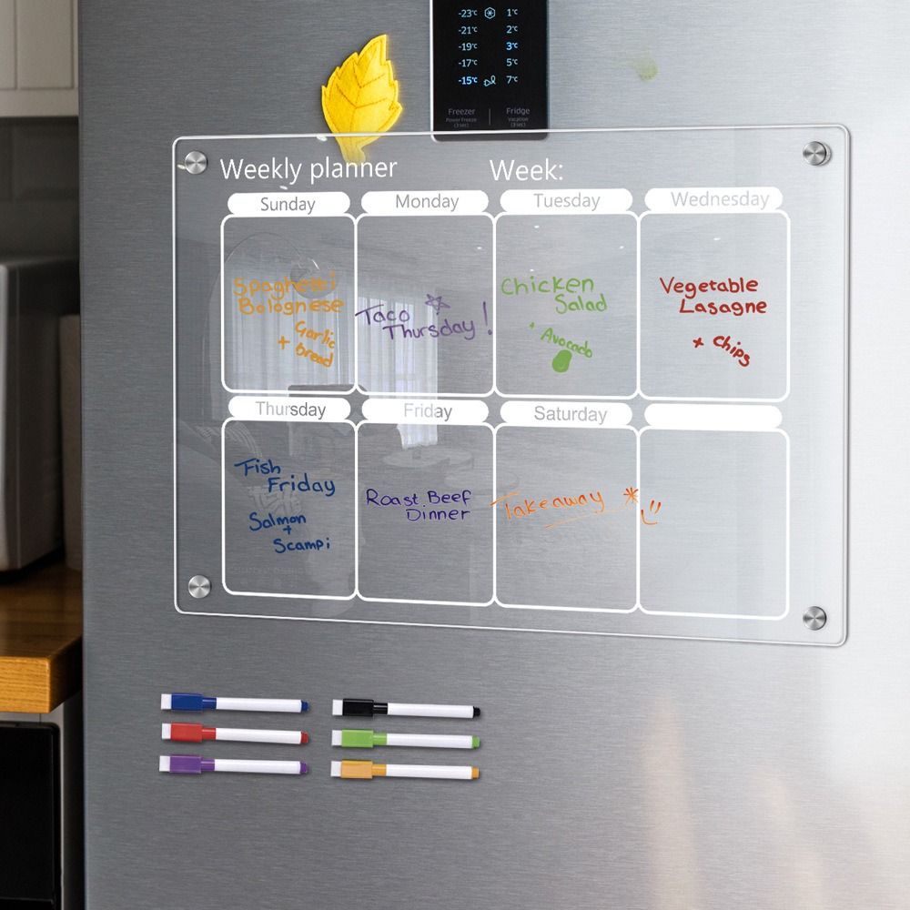 6 Markers Acrylic Erase Boards Clear Planning Note Board Premium Monthly Calendar Memo  School