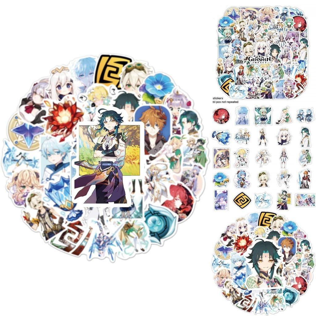 50pcs Genshin Impact Waterproof Stickers Reusable Adhesive Decoration
