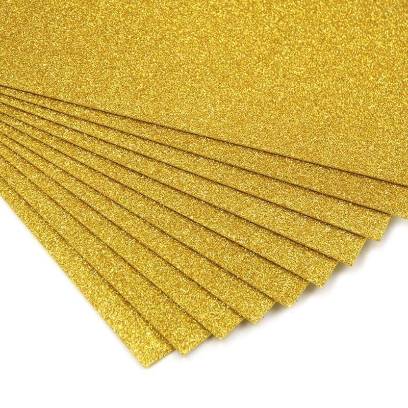 10 Pcs Glitter Foam Papers for Kids DIY Craft Pearlescent Powder Glitter Paper Sheets Cardstock Sponge Foam EVA Paper
