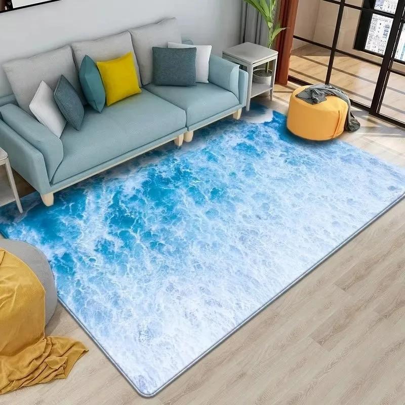 Beach Waves Printed Carpets for Living Room Kids Room Rug Kitchen Mat Floor Carpets Modern Entrance Mat Home Bathroom Rugs INS