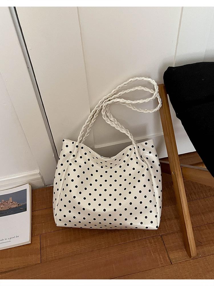 2026 Korean-Style Luxury Polka Dot Tote: Lightweight, Simple Fashion, Women's Single Shoulder Bag, Large Capacity