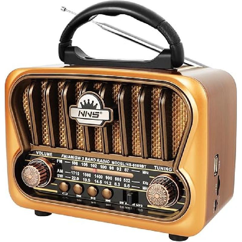 Retro mini FM rádio Klasický FM přijímač Vintage Bluetooth reproduktor Heavy Bass Subwoofer TF přehrávač Dobíjecí rádia pro dárek